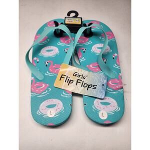 Girl's Flip-Flops Pink/Blue Pink Flamingos And Donuts Size L (2/3)